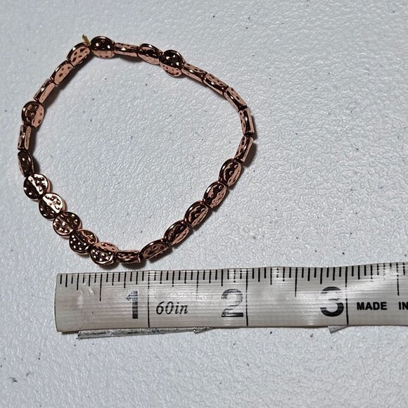 Elegant Copper Toned Stretch Bracelet Textured Round Beads Fashion Jewelry Women - Picture 3 of 3